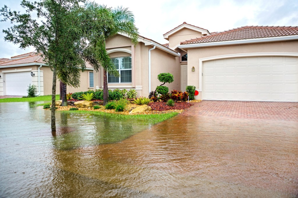 Flooding from a hurricane or tropical storm