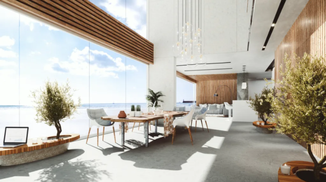 Modern luxury high rise condo.